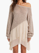 Ruffle Hem Bohemian Knit Mini Dress