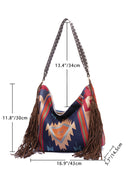 Retro Bohemian Woven Fringe Linen Shoulder Tote Bag