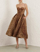 Leopard Print  A-Line Midi Dress