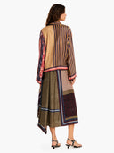 Retro Patchwork Print Shirt & Midi Skirt Two-Piece Set