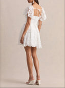 Lace Puff Sleeve Mini Dress
