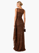 Sequin Jacquard Boat Neck Maxi Dress