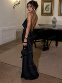 Sexy Ruffle Halter Backless Maxi Dress