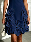 Elegant Floral Sleeveless Keyhole Mini Dress