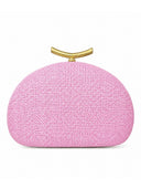 Fashion Half-Moon Woven Straw Clutch Bag