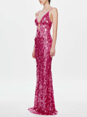 Elegant Pink Gem Sequin Maxi Dress