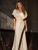 Monsseas Vintage Polka Dot Lace Maxi Dress