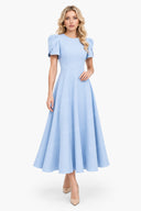 Elegant High-neck Bud Sleeve Midi Dress