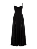 Elegant Satin Lace Patchwork Spaghetti Strap Maxi Dress