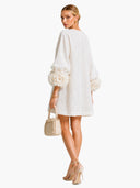 Elegant Floral Cuff Button-Front Mini Dress