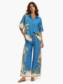 Casual Floral Print Elastic Wide-leg Pants