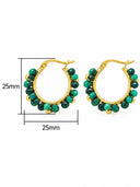 Peacock-Inspired Natural Stone Hoop Earrings