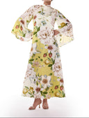 Elegant Floral Print Bell Sleeve Maxi Dress