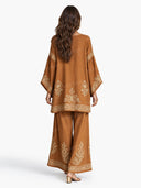 Casual Bohemian Floral Print Batwing Sleeve Shirt Two-Piece Set