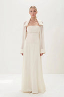 Elegant Satin Maxi Dress & Long Sheer Chiffon Cover-Up Two-Piece Set