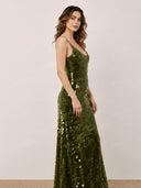 Elegant Sleeveless U-Neck Sequin Maxi Dress