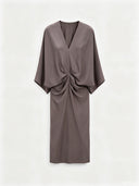 Casual Pleated Batwing Sleeve Maxi Dress