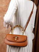 Niche Bamboo Handle Flap Shoulder Bag