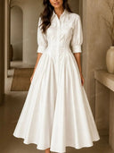 Elegant  Button Front Fit Shirt Maxi Dress