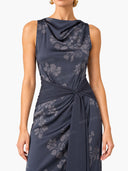 Printed Lace-Up Maxi Dress