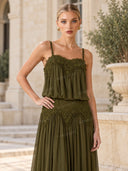 Sexy Lace Spaghetti Strap Mesh Maxi Dress