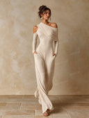Elegant Asymmetric Ruched Wide-Leg Jumpsuit