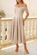 Elegant Off-the-shoulder Draped Maxi Dress