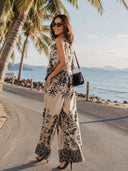 Bohemian Vintage Print Sleeveless Two-Piece Set