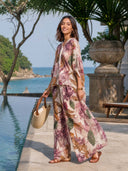 Romantic Floral Print Lace-Trim Two-Piece Set