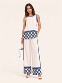 Minimalist Linen Contrast-Trim Two-Piece Set