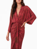Bohemian Kimono-Inspired Tie-Dye Print Waist-Tie Maxi Dress