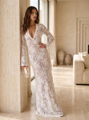 Elegant Lace Bell Sleeve Maxi Dress