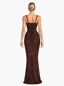 Sling Slim Fit Pleated Maxi Dress