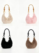 Stylish Beaded Plush Handbag