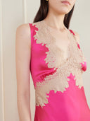 Lace-Trimmed Satin Midi Slip Dress