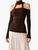 Minimalist Cutout High-Neck Contrast Two-Piece Set