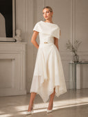 Elegant Off-Shoulder Pleated Midi Dress