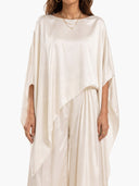 Elegant Satin Cape Wide-Leg Pants Set