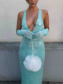 Elegant V-Neck Sequined Maxi Dress