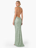 Elegant Sequined Halter Neck Maxi Dress
