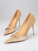 Velvet Bow Pointed Toe Stiletto Pumps