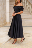 Elegant Off-the-shoulder Draped Maxi Dress