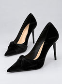 Velvet Bow Pointed Toe Stiletto Pumps