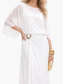 Elegant Chiffon Cape Top & Wide-Leg Pants Two-Piece Set
