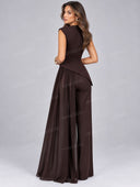 Asymmetric Draped Top & Wide Leg Pants Set