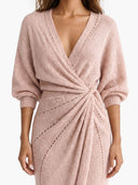 Minimalist V-Neck Knitted Maxi Dress