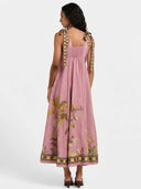 Unique Tropical Lizard Print Maxi Dress