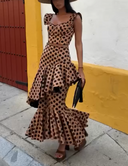 Brown Polka Dot Maxi Dress