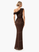 Elegant Shimmer Mesh One-Shoulder Mermaid Maxi Dress