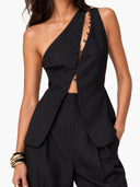 Elegant One-Shoulder Top & Wide Leg Pants Two-Piece Set
